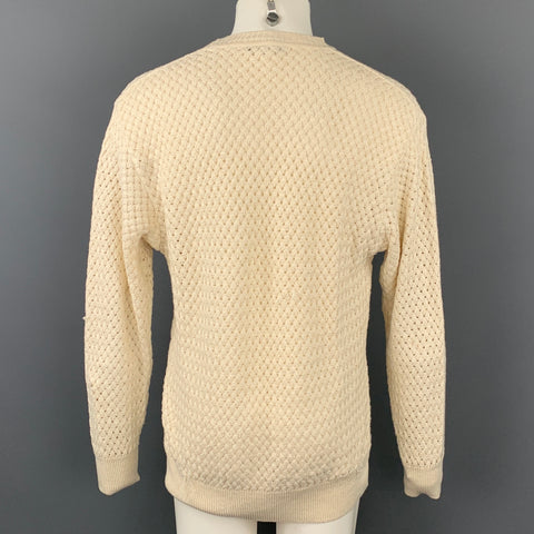 SULKA Size M Beige Woven Linen / Cotton Crew-Neck Sweater