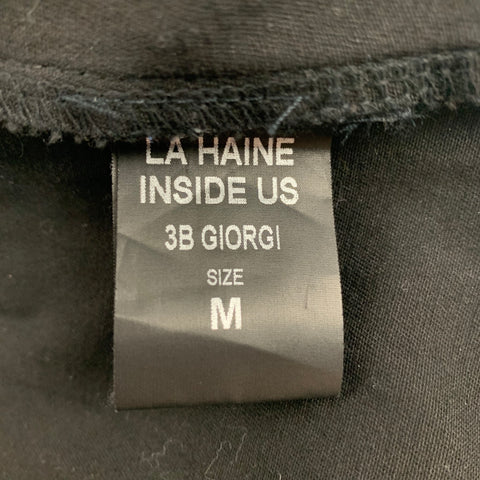 LA HAINE Size M Black Cotton Knitted Panel Pants