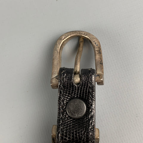 Vintage PAT AREIAS Size 29 Black Textured Sterling Silver Lizard Belt