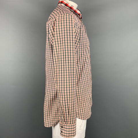 PS by PAUL SMITH Size L White & Red Checkered Cotton Long Sleeve Shirt