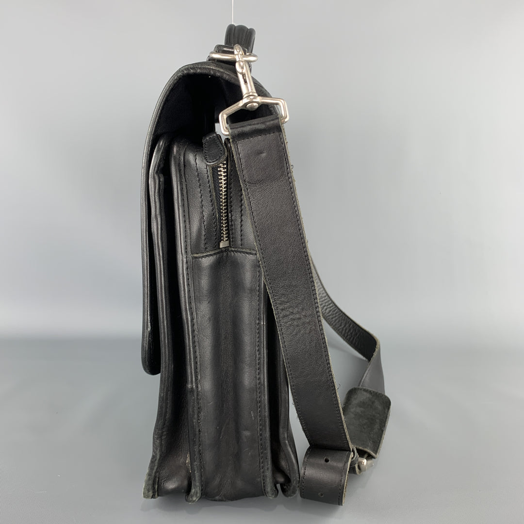 COACH Black Leather Shoulder Strap Double Closure Briefcase