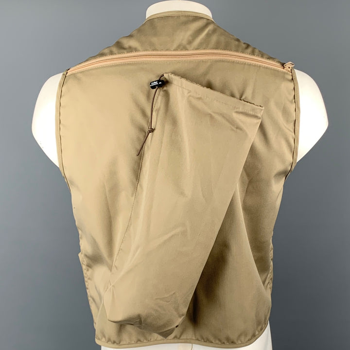 LLBEAN Taille L Kaki Solide Polyester/Coton Gilet Utilitaire Zippé