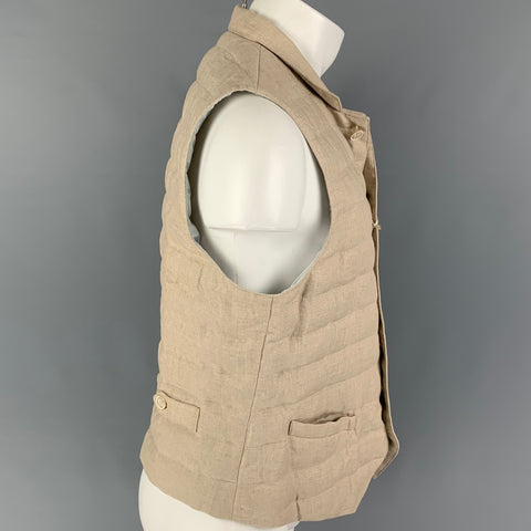 BRUNELLO CUCINELLI SS 20 Size M Beige Linen Quilted Vest