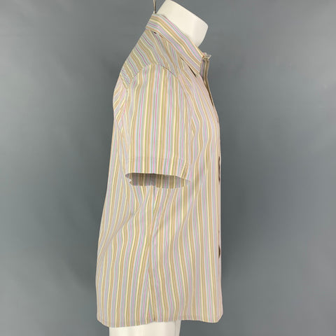 VERSACE JEANS COUTURE Size M Multi-Color Stripe Cotton Short Sleeve Shirt