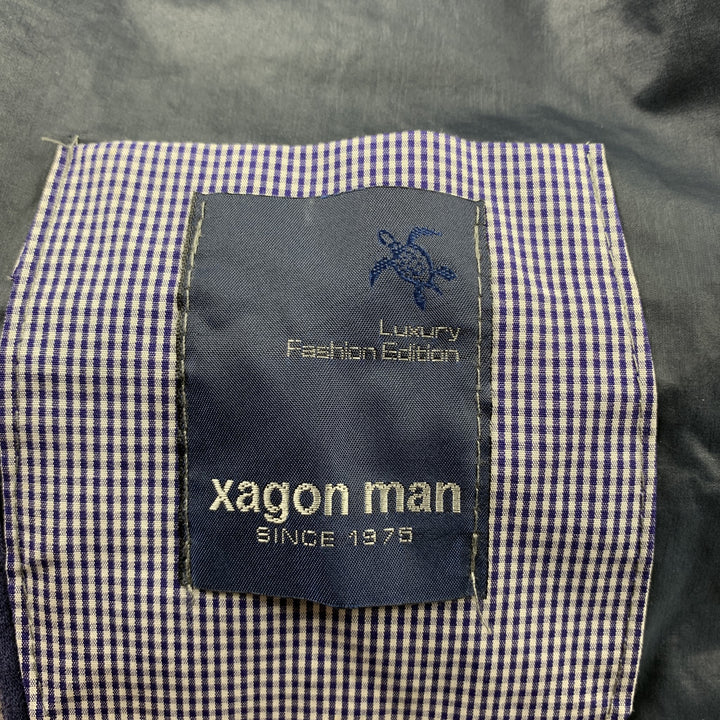 XAGON MAN Taille M Manteau de sport en coton / polyamide bleu marine à revers cranté