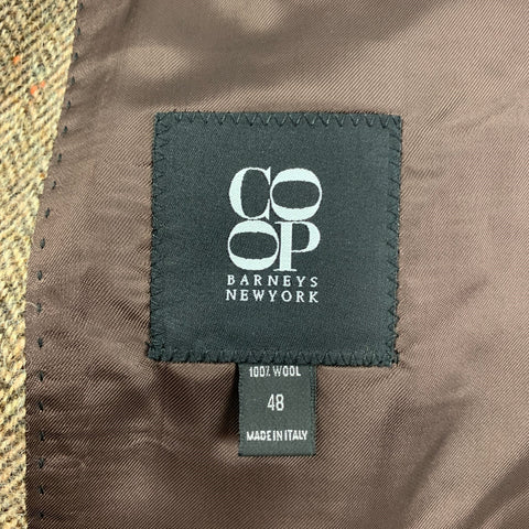 BARNEY'S CO-OP Tan Brown Herringbone Wool Notch Lapel Sport Coat