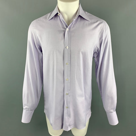 TOM FORD Size M Lavender Grid Cotton Spread Collar Button Up Long Sleeve Shirt