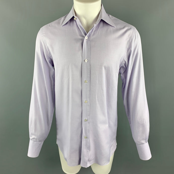 TOM FORD Size M Lavender Grid Cotton Spread Collar Button Up Long Sleeve Shirt