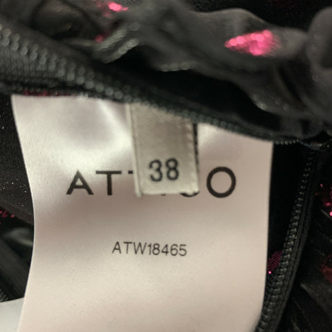 ATTICO Size 2 Black Raspberry Viscose Blend Dots Strapless Dress