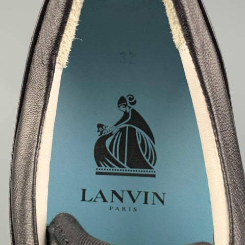 LANVIN Size 7.5 Black Leather Lace Up Sneakers