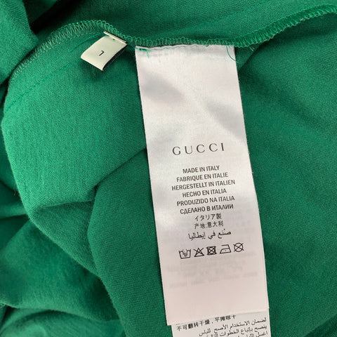 GUCCI Size L Green & White Logo Cotton Crew-Neck T-shirt