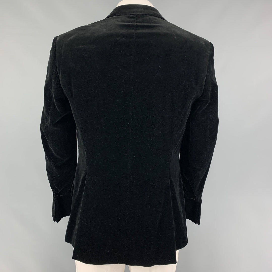 PAUL SMITH Taille 42 Manteau de sport à revers cranté en coton et viscose velours noir