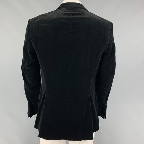 PAUL SMITH Size 42 Black Velvet Cotton Viscose Notch Lapel Sport Coat