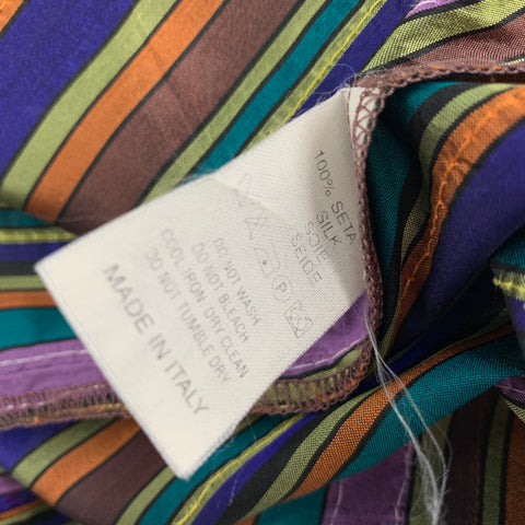 ETRO Size 8 Purple Multi-Color Silk Sequined Blouson Dress Top