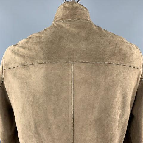 ARMANI COLLEZIONI Taille 42 Veste de moto zippée en daim uni marron