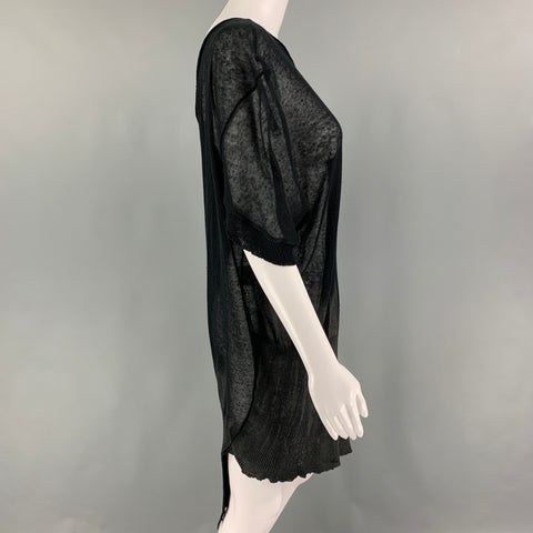 ALESSANDRO Taille 6 Robe tunique en coton et lin noir et anthracite