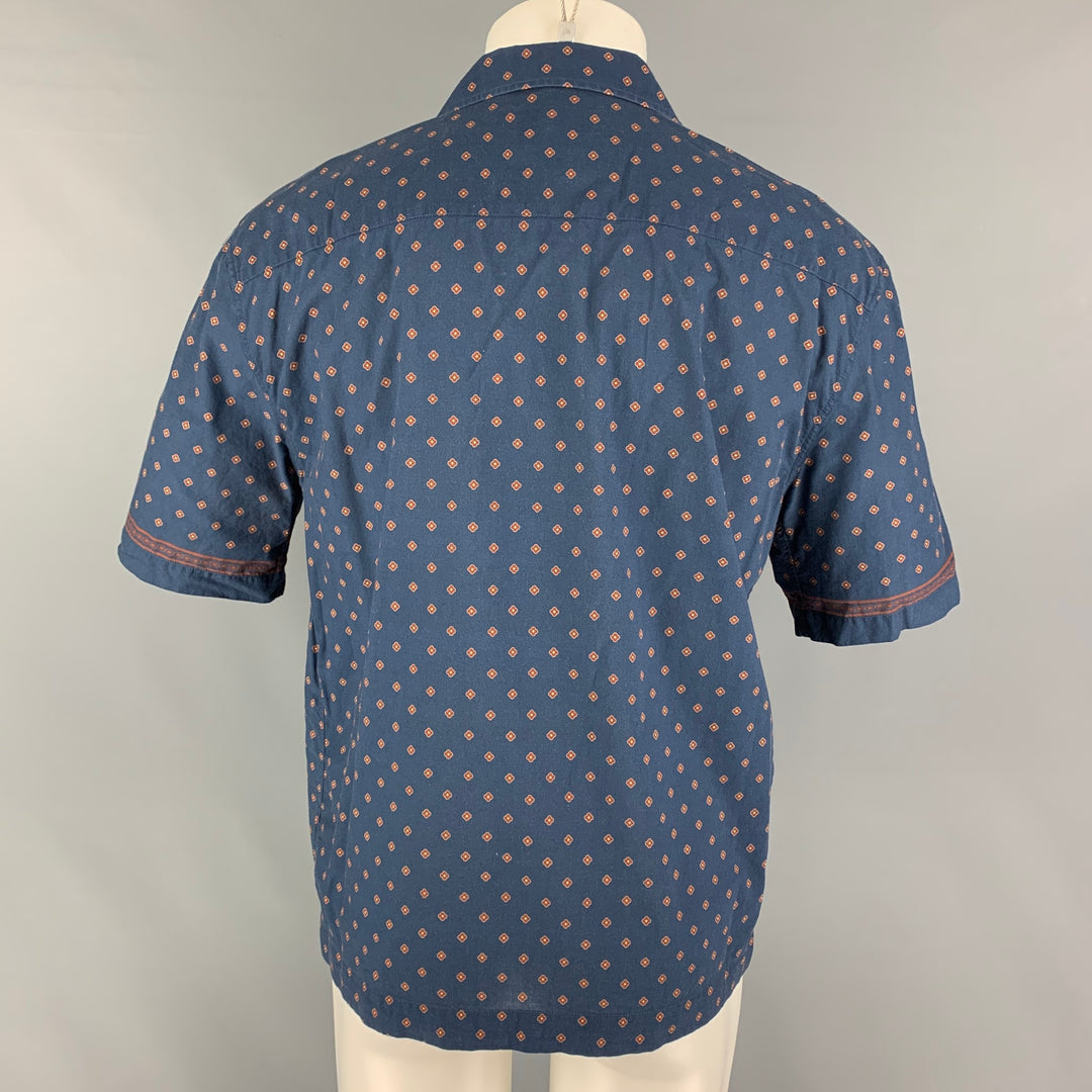 Camisa de manga corta Campamento de algodón con estampado de ladrillos azul marino talla S PRESIDENT