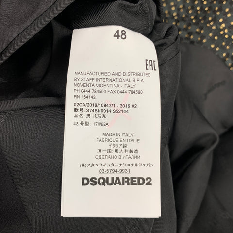 DSQUARED2 Size 38 Black & Gold Brocade Polyester Blend Peak Lapel Sport Coat