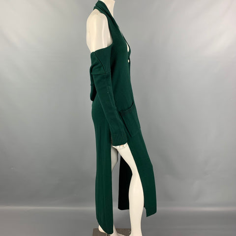 MONSE Taille XS Vert Tricoté Laine Mérinos Dos Ouvert Dos Nu Long Cardigan