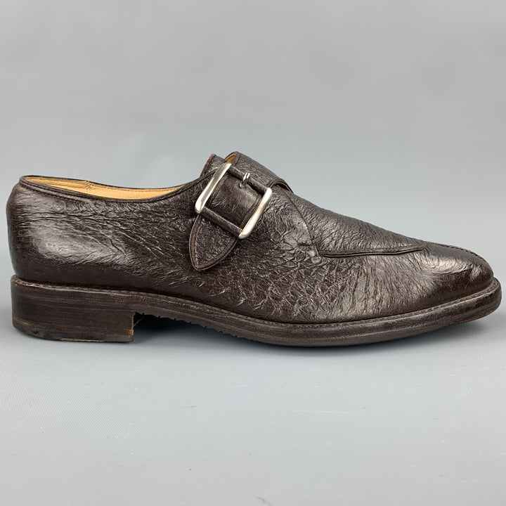 WILSON and DEAN Size 9.5 Brown Textured Leather Monk Strap Loafers