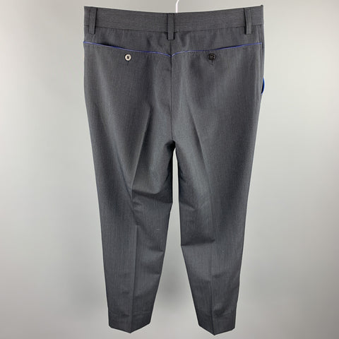 J. LINDEBERG Size 32 Black Pinstripe Wool Blend Zip Fly Dress Pants