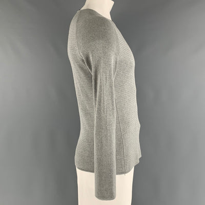 EMPORIO ARMANI Size S Gray Waffle Knit Wool Blend Raglan Pullover