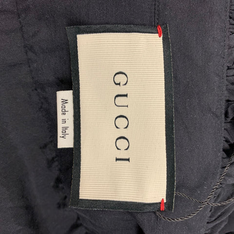 GUCCI Size XS Black Ruffled Silk Elastic Cuffs Long Sleeve Shirt