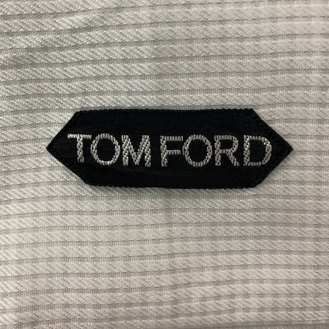 TOM FORD Size L White Window Pane Cotton Button Up Long Sleeve Shirt