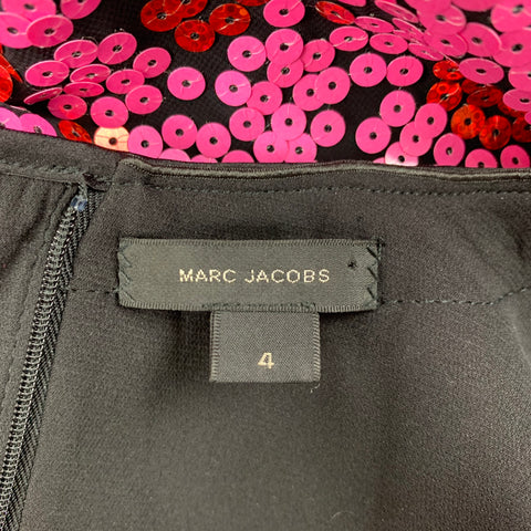 MARC JACOBS Taille M Rose Noir Mélange de polyester Robe courte à paillettes