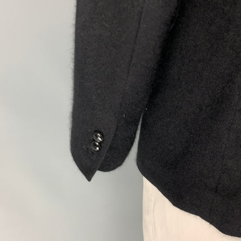KIMINORI MORISHITA Size 42 Black Angora Notch Lapel Sport Coat