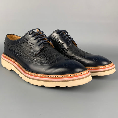 PAUL SMITH Taille 7 Chaussures à lacets en cuir perforé noir Wingtip