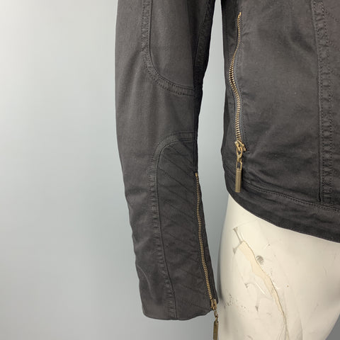 JUST CAVALLI Taille 44 Veste zippée à col haut en coton noir