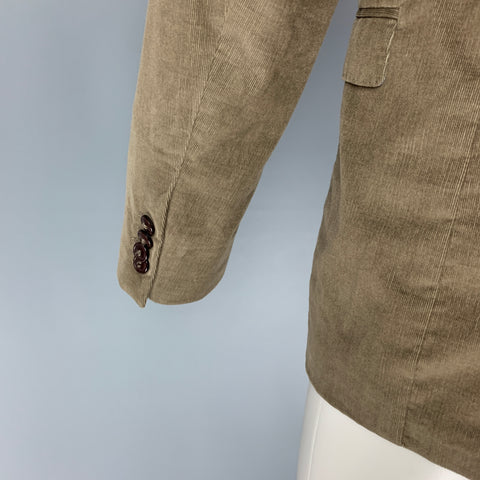 EMILE LAFAURIE Size 38 Olive Corduroy Cotton Sport Coat