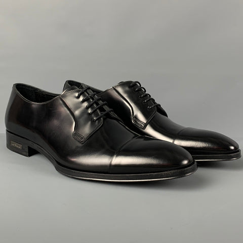 PAUL SMITH Size 9.5 Black Leather Cap Toe Shoes