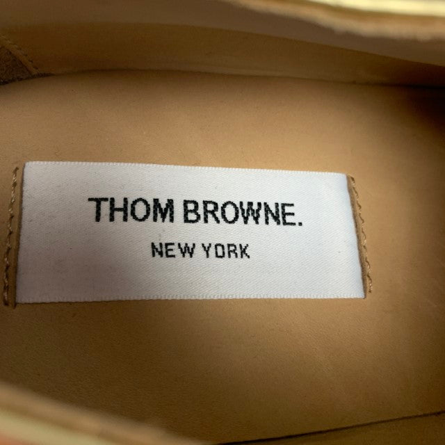 THOM BROWNE Size 10 Gold Perforated Leather Wingtip Lace Up Shoes