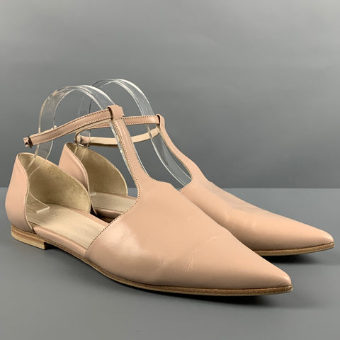 FREDA SALVADOR Talla 9 Zapatos planos con tira en T de cuero beige