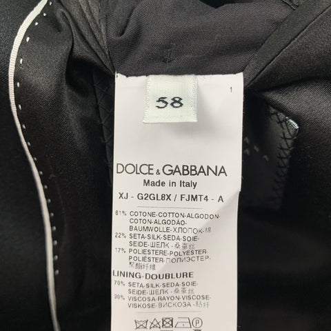 DOLCE & GABBANA Alta Sartoria Size 48 Black & Burgundy Jacquard Cotton Blend Sport Coat