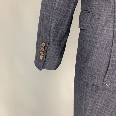 BRUNELLO CUCINELLI Size 38 Navy Mouline Check Lana Wool Suit
