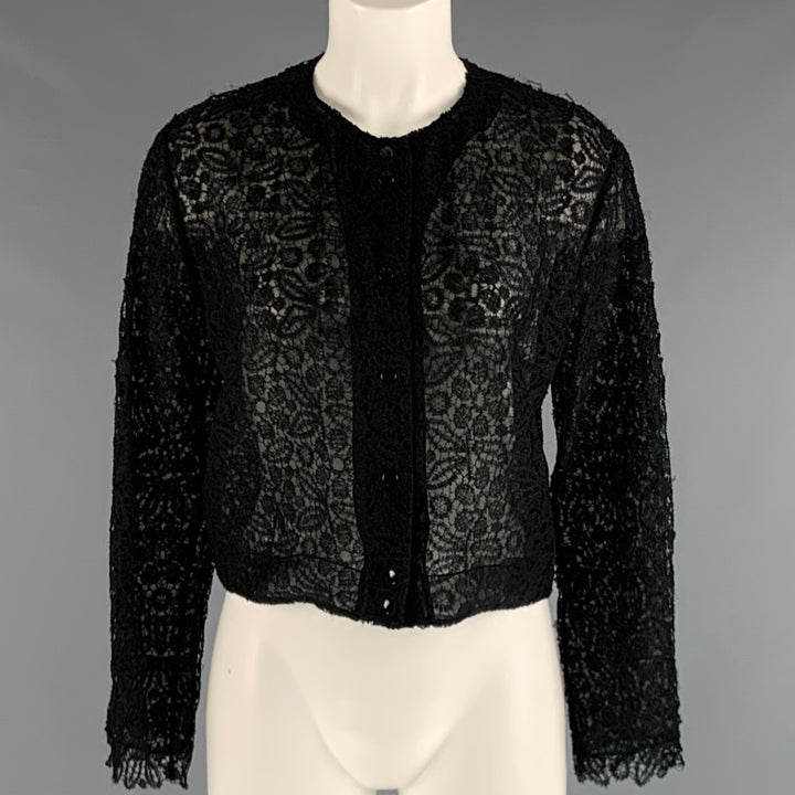 OLIVIER THEYSKENS Size 6 Black Lace Cropped Cardigan