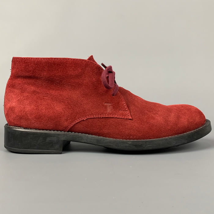TOD'S Size 6 Burgundy Suede Ankle Lace Up Shoes