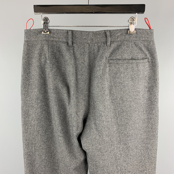 PRADA Talla 34 Pantalones casuales con cremallera de mezcla de lana lisa gris