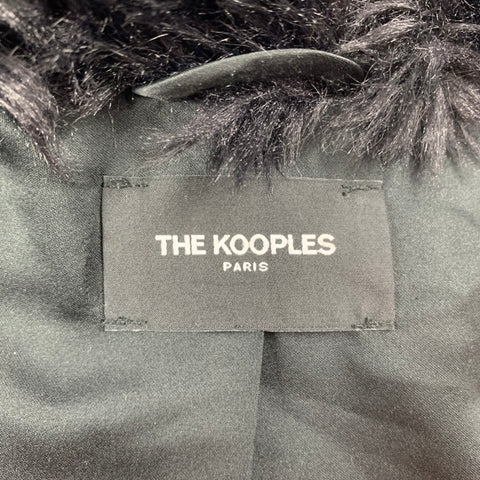 THE KOOPLES Taille S Manteau croisé en fausse fourrure texturée en mélange de modacrylique noir