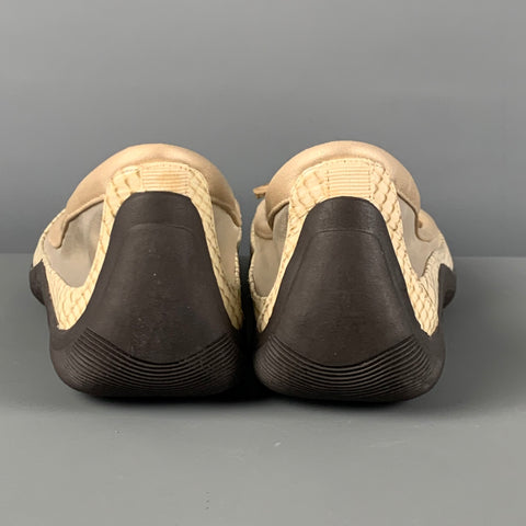 COLE HAAN Talla 6.5 Zapatos planos sin cordones de charol con estampado de piel de serpiente de malla beige
