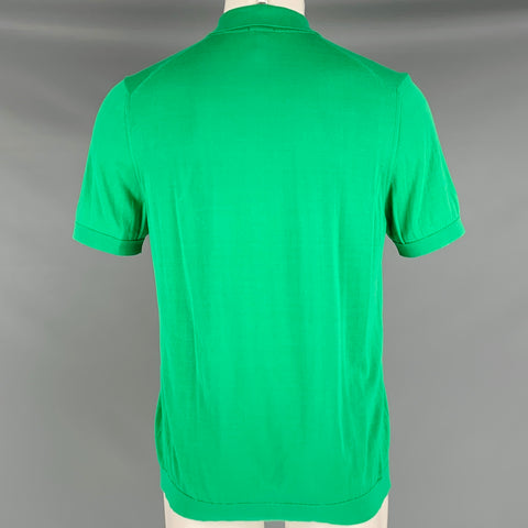 DRUMOHR Size M Green Cotton Short Sleeve Polo