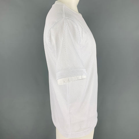 DRIES VAN NOTEN Size XL White Mesh Cotton Polyester Double Layer T-shirt