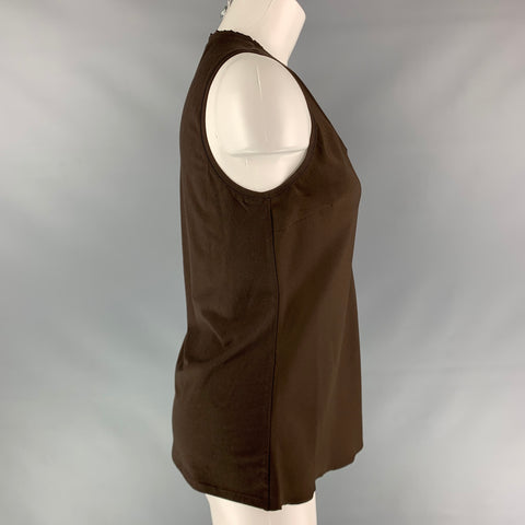 BRUNELLO CUCINELLI Size M Brown Silk Blend V-neck T-Shirt