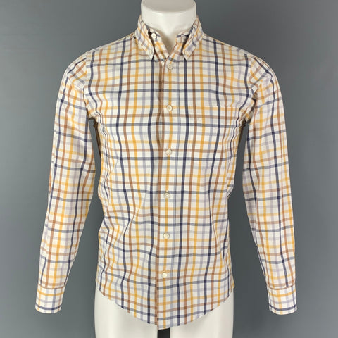JACK SPADE Size XS Yellow White & Blue Checkered Cotton Long Sleeve Shirt