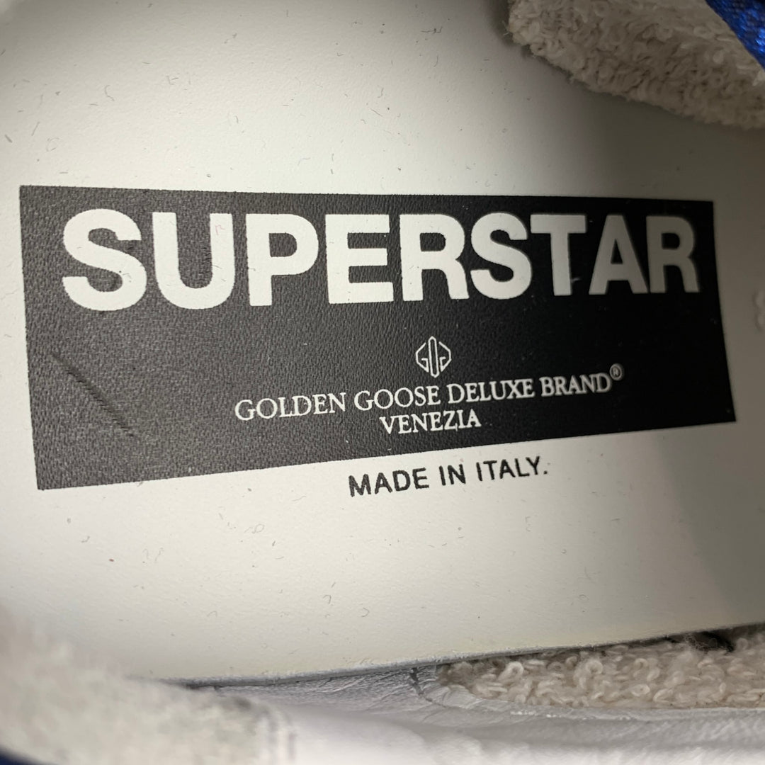 GOLDEN GOOSE 2019 Superstar Size 8 Silver & Blue Glitter Low Top Sneakers