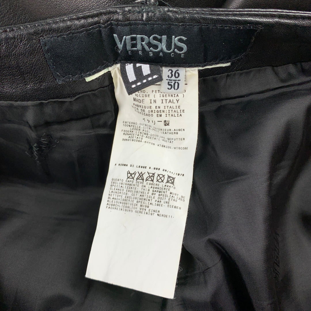 VERSUS by GIANNI VERSACE Size 34 Black Leather Zip Fly Casual Pants