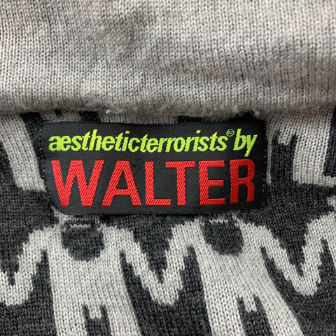 AESTHETICTERRORISTS by WALTER VAN BEIRENDONCK Size XL Grey & Charcoal Monogram Merino Wool Jacket